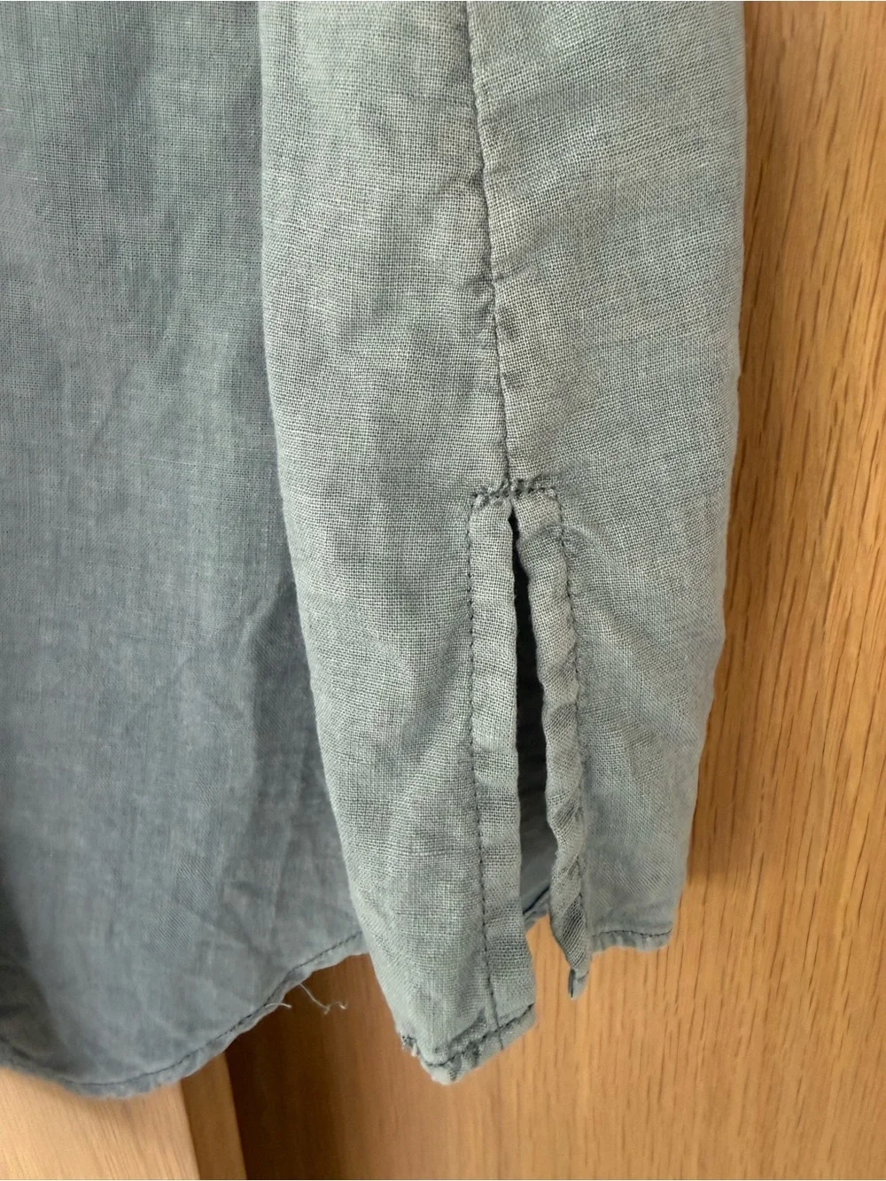 Free People Button-Front Shirt Puff Sleeves Slate Blue Size Large